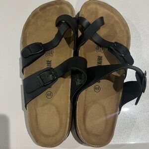 Black Strappy Sandals with Buckles